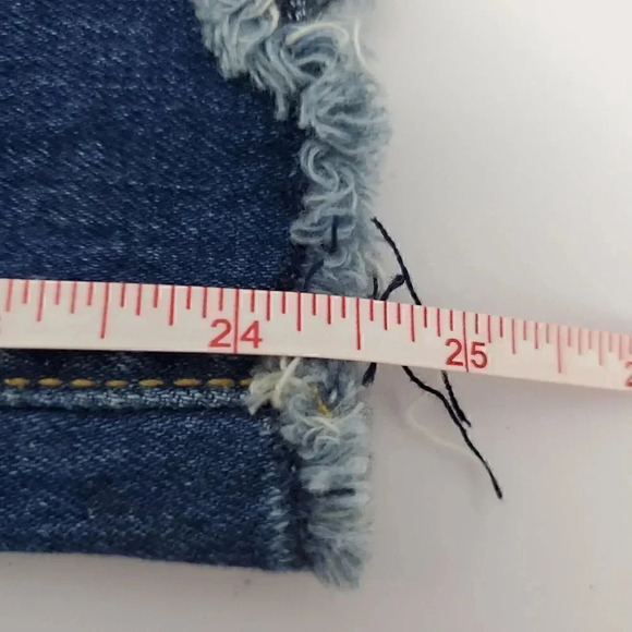 Women's UNIVERSAL THREAD Jeans Patchwork Straight Mid Rise SZ 6/28R Med Ligh Raw - Picture 11 of 12